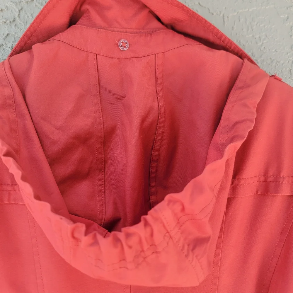 Cole Haan double breasted hooded trench coat red size Large - Picture 10 of 11